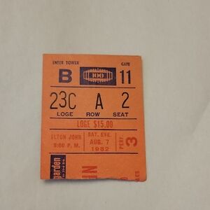 Vintage Elton John Concert Ticket Stub - Orange